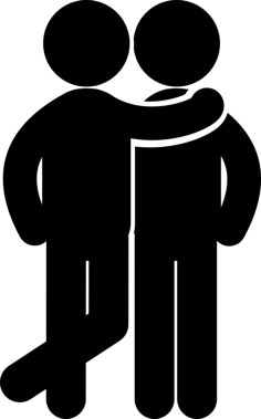 Man Hugging A Friend Line Art Illustration Svg, Free Vectors File